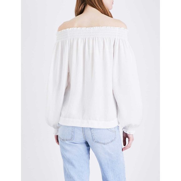 Maje Lorisa Off the Shoulder Woven Blouse Smocked - Picture 9 of 9